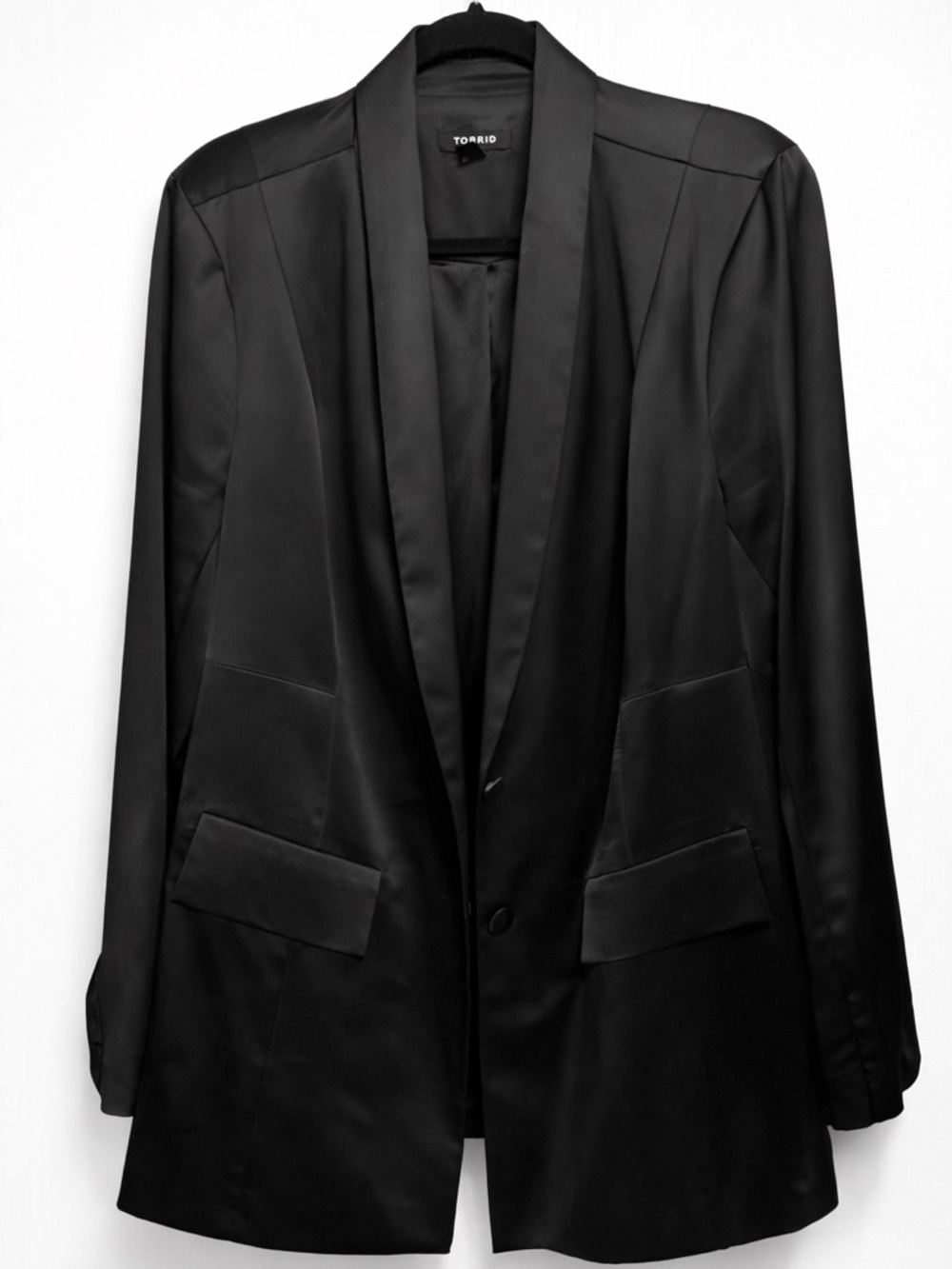 torrid Black Satin Shawl-Collar Blazer